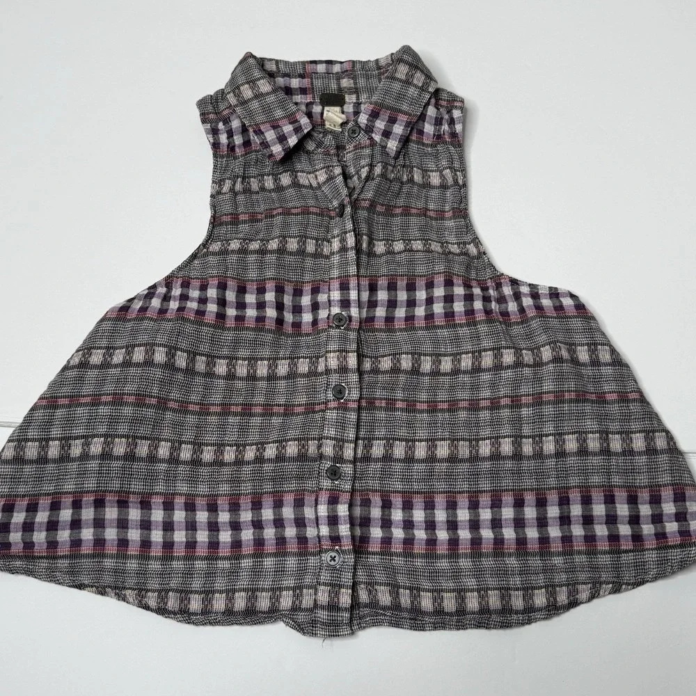 Free People‎ Womens XS Plaid Button Sleeveless Casual Boho We the free